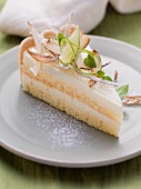 A slice of coconut, lime and yoghurt tart
