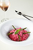 Risotto with beetroot and asparagus