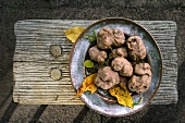 White truffles on a rustic plate