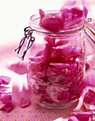 Rose petals in a preserving jar