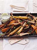 Oven-baked root vegetables