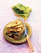 Breaded Savoy cabbage leaves