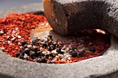 Spices for a spice mixture in a stone mortar