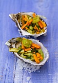 Oysters filled with vegetables