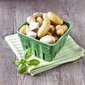Carton of Organic Baby Yukon Potatoes with Basil and Garlic