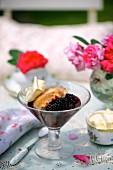Blackberry cobbler with clotted cream