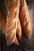 French Baguettes on a Wooden Surface