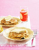 Muesli and blueberry pancakes with ricotta cheese