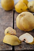 Quinces on a wooden table