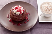 Chocolate pudding with pomegranate seeds