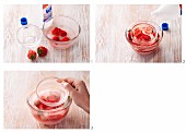 Schale aus Eis mit Erdbeeren herstellen