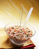 A salad of pearl barley with chickpeas and vegetables