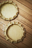Two Empty Crimped Tart Shells; From Above