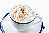 A Cup of Hot Chocolate with Whipped Cream and Cocoa Powder