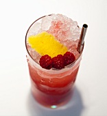 Frozen Raspberry Cocktail with a Straw