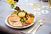 Pesce spade con verdure grigliate (chargrilled fish and vegetables, Italy)