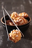 Choux pastry balls with sugar crystals