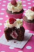 White chocolate and raspberry cupcake