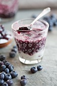 Blueberry jam with natural yoghurt