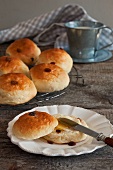 Milk rolls with raisins and butter