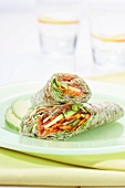Herb wraps filled with salmon and avocado