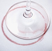A red wine glass and stain