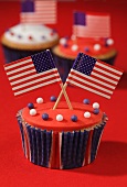 Cupcakes decorated with US flags