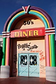 The entrance door to Peggy Sue's American Diner (California, USA)