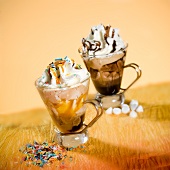 Caffè capriccioso (coffee with zabaglione or chocolate sauce and cream)