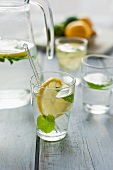Lemonade with slices of lemon and mint