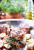 Fried pork fillet with rosemary