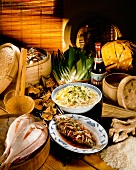 An assortment of dishes with fish and rice (China)