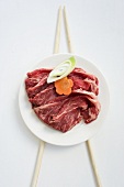 Thinly sliced Wagyu beef for shabu shabu