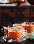 Creamy Tomato Basil Soup in Clear Glass Cups