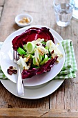 Autumn salad of radicchio, leek, pears and cranberries