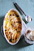 Quince gratin with hazelnuts and cinnamon ice cream