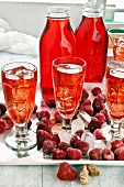 Winter syrup made from frozen strawberries and ginger