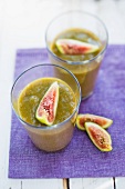 Fig and lettuce smoothies with watermelon and peach