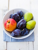 Plums, nectarines and figs in a bowl