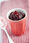 Cranberry jam in a small dish