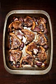 Lamb chops with onions straight from the oven