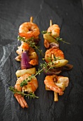 Prawn and asparagus skewers with thyme
