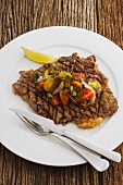 Grilled blade steak with tomato salad