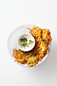 Carrot fritters with sesame seeds