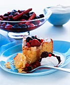 Almond cake with berry compote