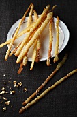 Crispy cheese sticks with sesame seeds