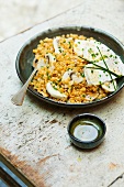 Lentils with goat's cheese and mushrooms