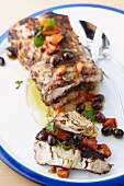 Roast pork with olives and tomatoes