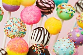 Colourful cake pops with assorted decorations