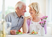 Couple enjoying healthy meal in restaurant